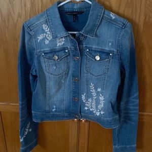 White House Black Market Embroidered Denim Jacket